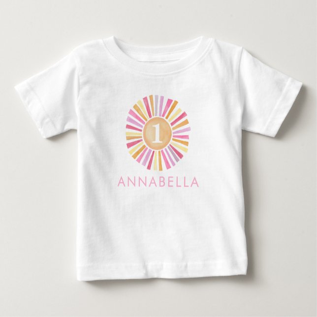 Camiseta Cute Boho Sunshine Girls Primeiro primeiro anivers (Frente)