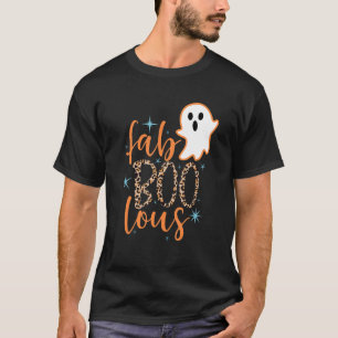 Camiseta Cute Boo Ghost Fab Boo Lous Leopard Feliz Hallowee