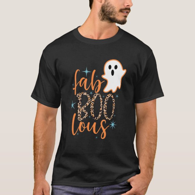 Camiseta Cute Boo Ghost Fab Boo Lous Leopard Feliz Hallowee (Frente)