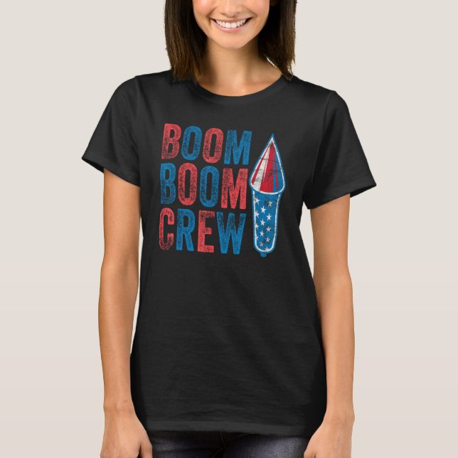 Camiseta Cute Boom Boom Crew 4th of July Fireworks Family M (Frente)