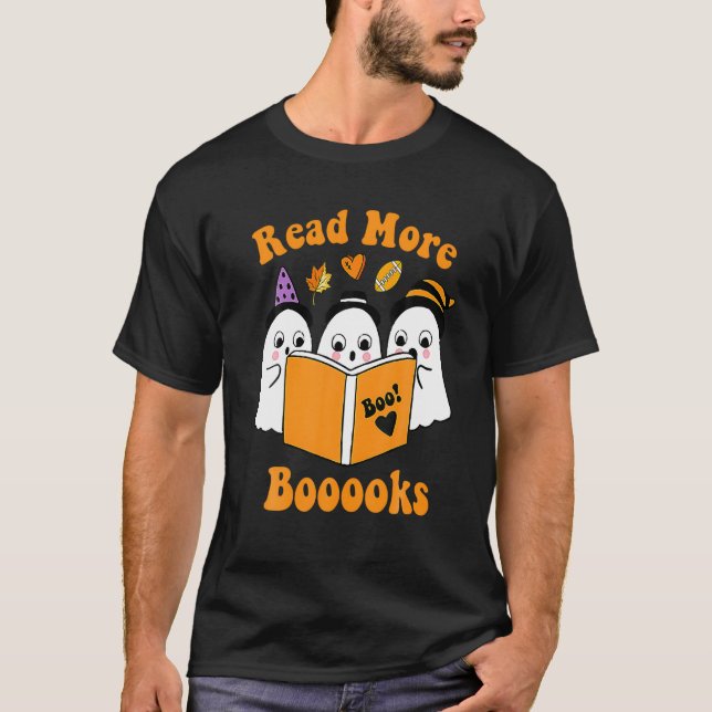 Camiseta Cute Booooks Ghost Read More Books Funny Teacher H (Frente)