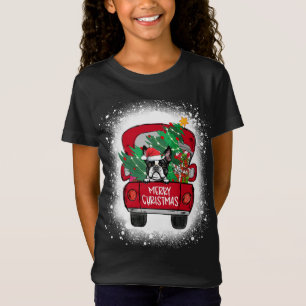 Camiseta Cute Boston Terrier Red Truck Feliz Natal Blea