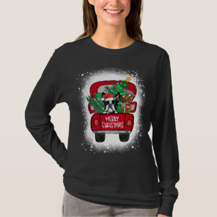Camiseta Cute Boston Terrier Red Truck Feliz Natal Blea