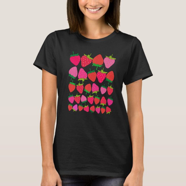 Camiseta Cute Botanical Fruitarian Berry Strawberries Fruit (Frente)