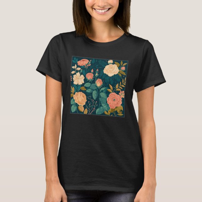 Camiseta Cute Botanical Roses Illustration Gorgeous Flower  (Frente)