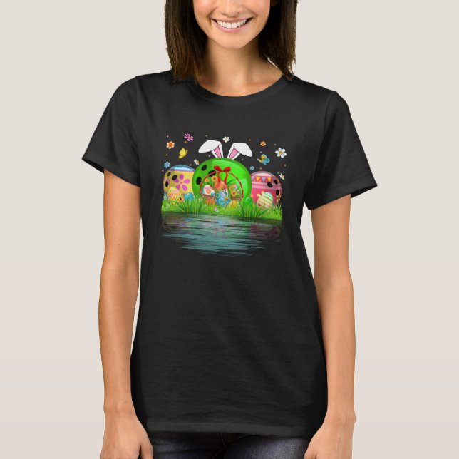 Camiseta Cute Bowling Ball Egg & Bunny Ears Happy Easter Da (Frente)