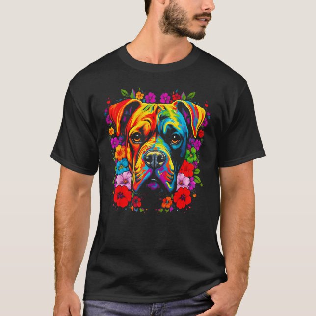 Camiseta Cute Boxer Dog Flowers (Frente)