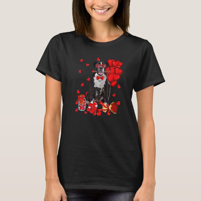 Camiseta Cute Boxer Dog Funny Heart Valentine's Day Dog Mom (Frente)