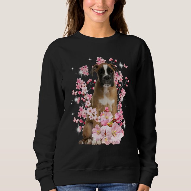 Camiseta Cute Boxer Mom Flower Happy Mother s Day Love Dog (Frente)