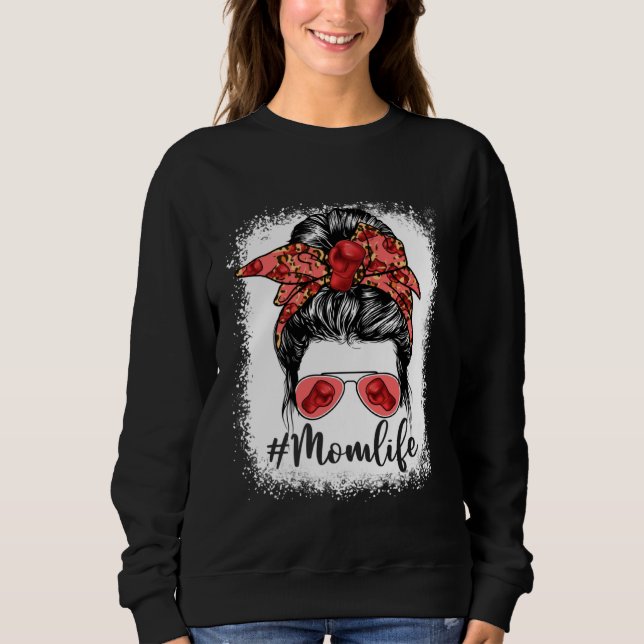 Camiseta Cute Boxing Mom Life Messy Bun Game Day Mother s D (Frente)