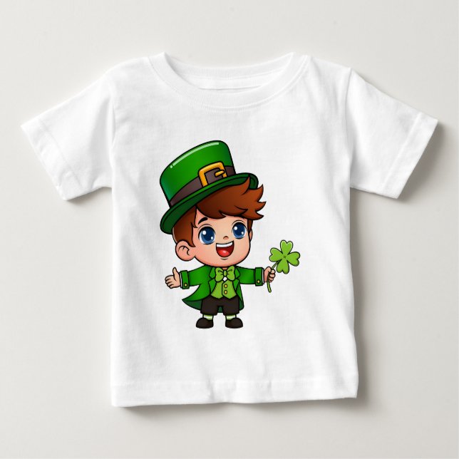 Camiseta Cute Boy Saint Patrick Costume Holding Lucky  (Frente)