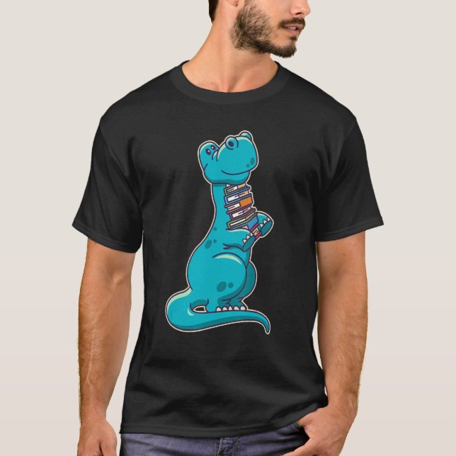 Camiseta Cute Brachiosaurus Dinosaur With Books (Frente)