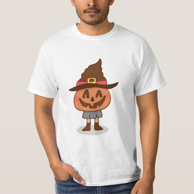 Camiseta Cute Brown Halloween Pumpkin  (Frente)