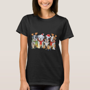 Camiseta Cute Bulldog Inglês Luzes de Natal Xmas Bulldog