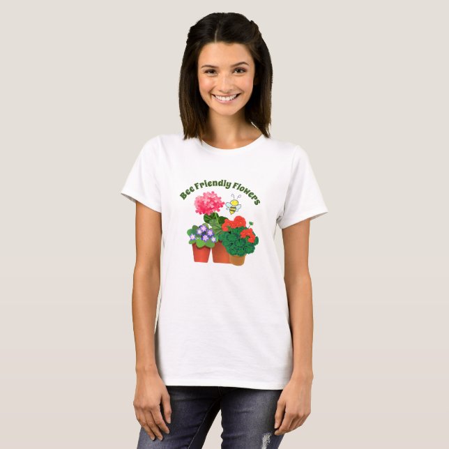  Camiseta Cute Bumblebee  com Decote Canoa Botânic (Frente Completa)