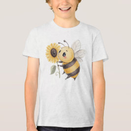 Camiseta Cute Bumblebee with Sunflower Illustration