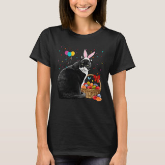 Camiseta Cute Bunny Cat With Easter Egg Basket Happy Easter