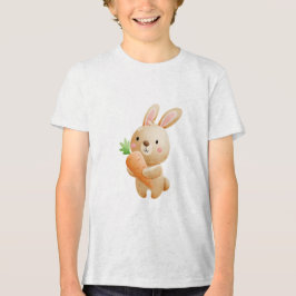 Camiseta Cute Bunny Holding Carrot Illustration