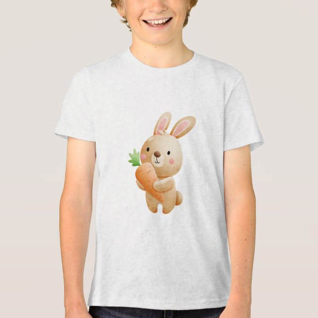Camiseta Cute Bunny Holding Carrot Illustration (Frente)
