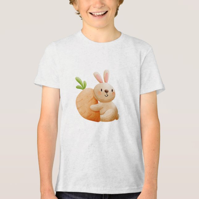 Camiseta Cute Bunny Hugging Carrot (Frente)