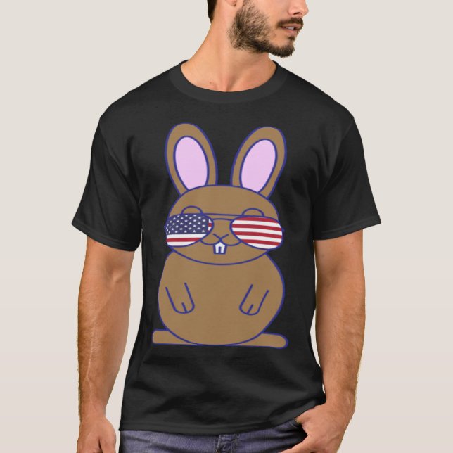 Camiseta Cute Bunny Rabbit 4th of July Independence Day Men (Frente)