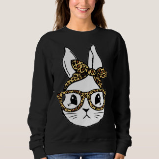 Camiseta Cute Bunny Rabbit Face Messy Bun Leopard Glasses G