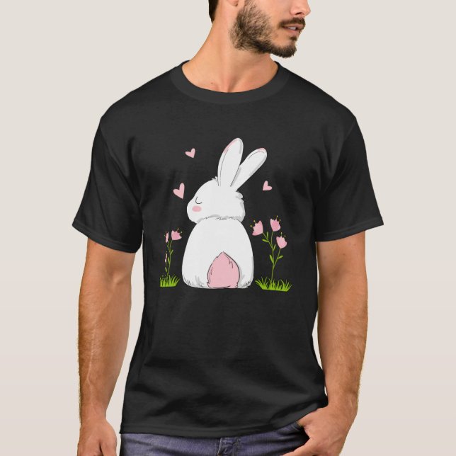 Camiseta Cute Bunny Rabbit Happy Easter Day Women Girl Matc (Frente)