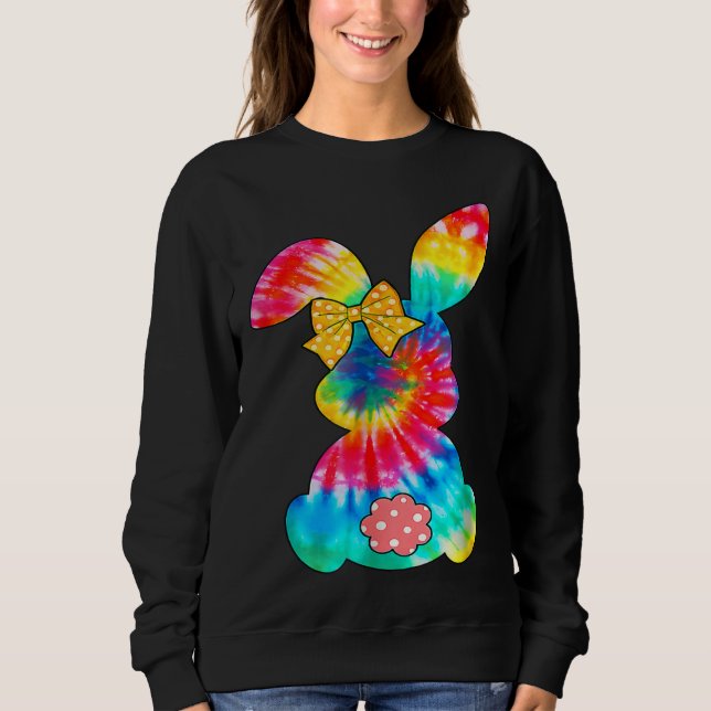 Camiseta Cute Bunny Rabbit Tie Dye Bow Tie Easter Day Girls (Frente)