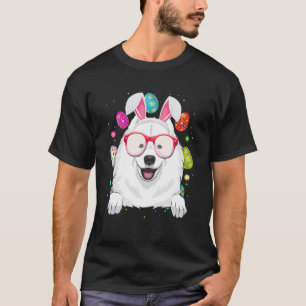Camiseta Cute Bunny Samoyed Dog Face Easter Eggs Easter Day