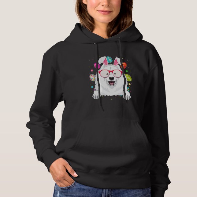 Camiseta Cute Bunny Samoyed Dog Face Easter Eggs Easter Day (Frente)