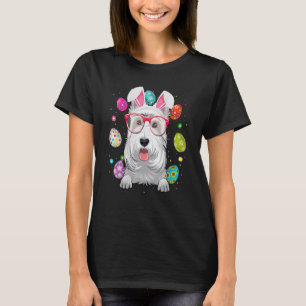 Camiseta Cute Bunny Scottish Terrier Dog Face Easter Ovos E