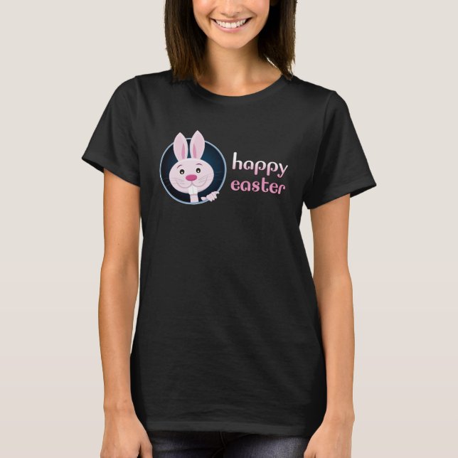 Camiseta Cute Bunny w Happy Easter for Teacher (Frente)