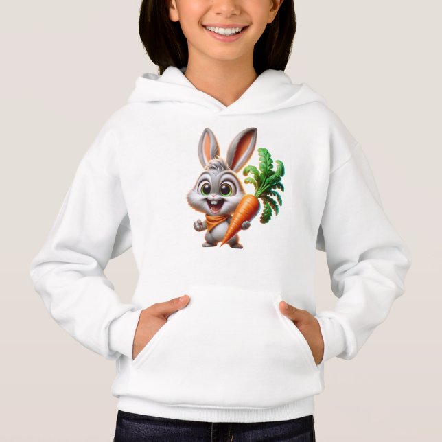 Camiseta Cute Bunny With Carrot Happy Art (Frente)