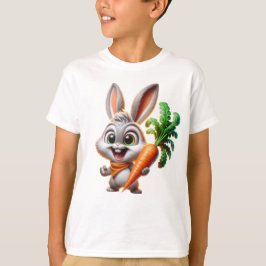 Camiseta Cute Bunny With Carrot Happy Art