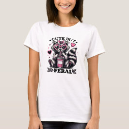 Camiseta Cute but Feral Raccoon Pink Glasses