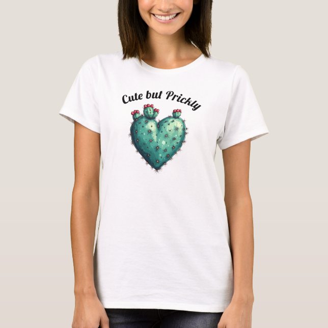Camiseta Cute but Prickly Cactus Heart Valentine's Day (Frente)