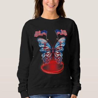 Camiseta Cute Butterfly USA Flag 4th Of July for USA Americ