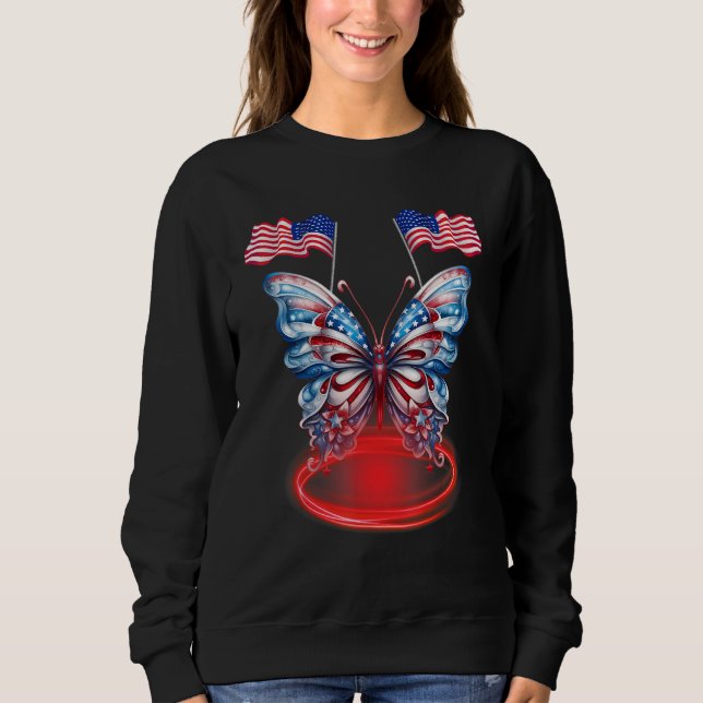 Camiseta Cute Butterfly USA Flag 4th Of July for USA Americ (Frente)