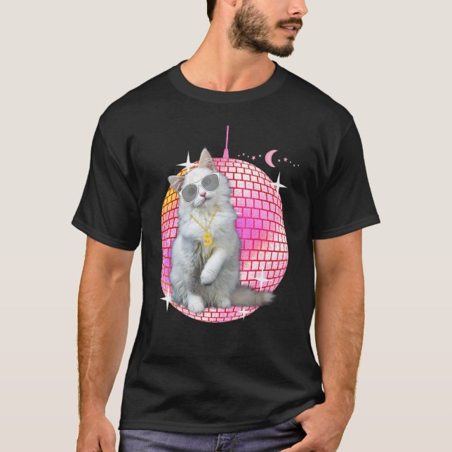 Camiseta Cute Ca Cat Disco Retro Techno Dj Cat Party T (Frente)