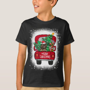 Camiseta Cute Cairn Terrier Red Truck Feliz Natal Bleac