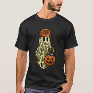Camiseta Cute Camo Halloween Fantasma Abóbora Caça Doces Sp