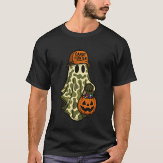 Camiseta Cute Camo Halloween Fantasma Abóbora Caça Doces Sp