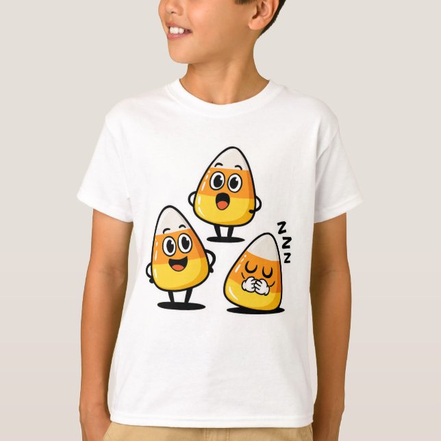 Camiseta Cute Candy Corn Halloween Kids Shirt (Frente)