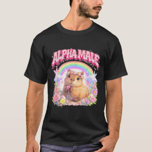 Camiseta Cute Capybara Arco-íris Floral Engraçado para Home