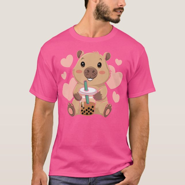 Camiseta Cute Capybara Boba Tea Bubble Rodent Women on Girl (Frente)