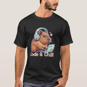 Camiseta Cute Capybara Code Chill Girl Programmer Coding Ca