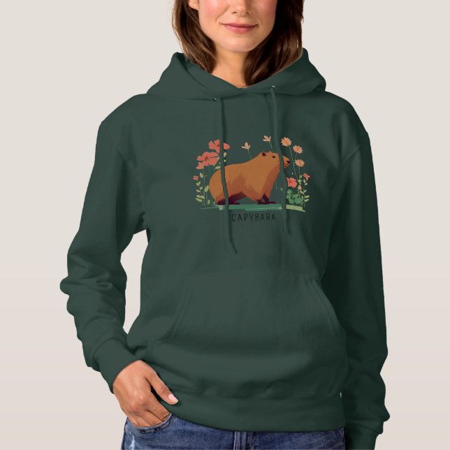 Camiseta Cute Capybara e Flores (Frente)