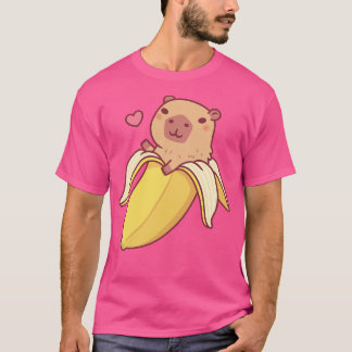 Camiseta Cute Capybara Em Banana Funny