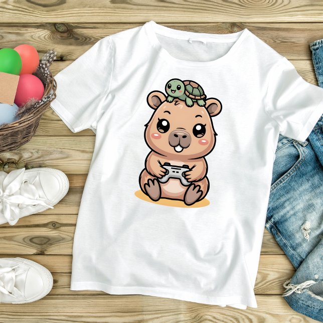 Camiseta Cute Capybara Gamer Anime Turtle Kawaii Gaming  (Criador carregado)
