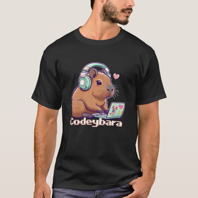 Camiseta Cute Capybara Laptop Kawaii Capybaras Lover Geek G (Frente)